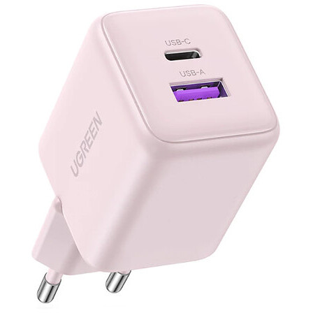 Сетевое зарядное устройство UGREEN 30W 2-Port GaN Fast Charger Pink (X516) - 65017
