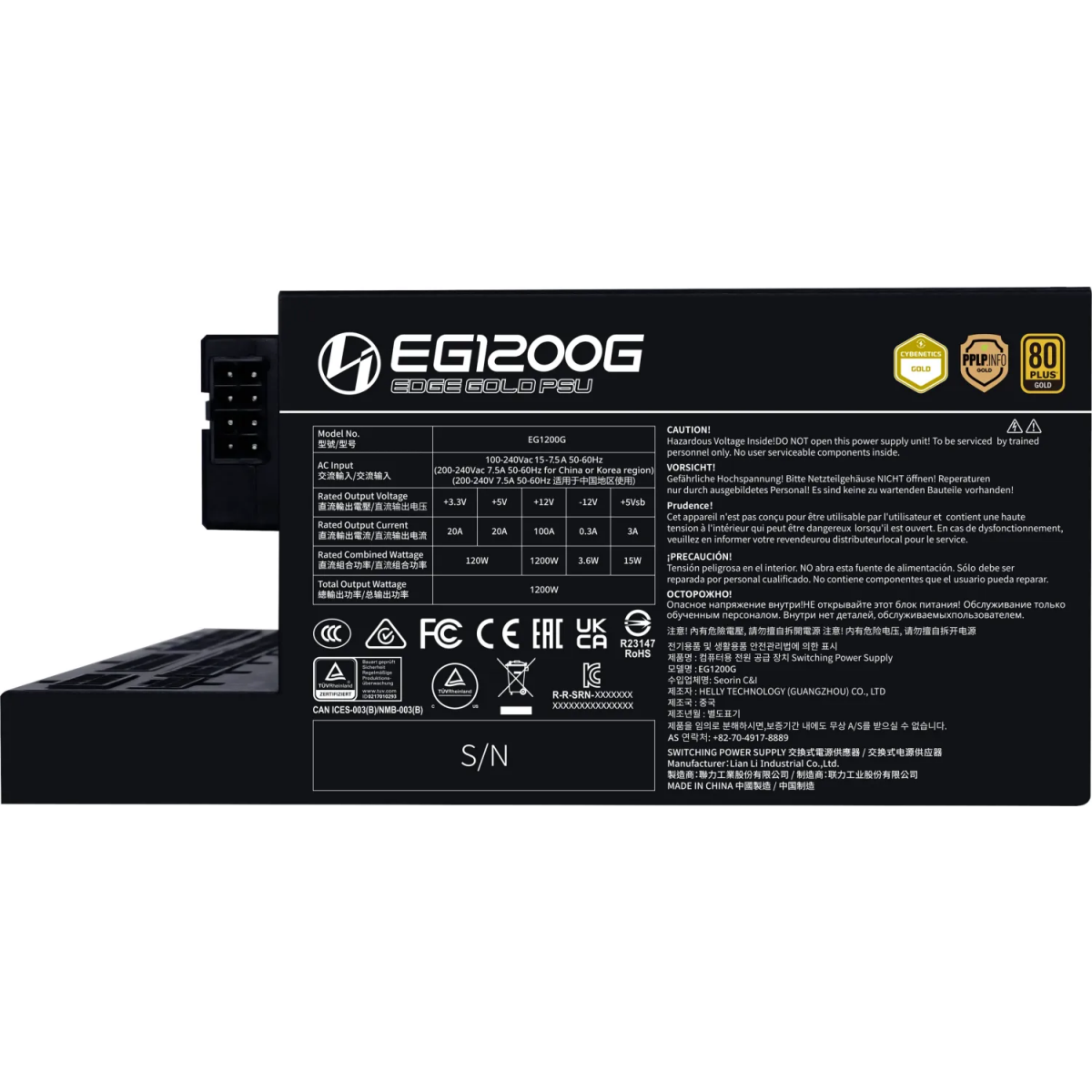 Блок питания 1200W Lian Li EDGE1200G Black - G9P.EG1200G.BH00.RU(EU) - фото 5