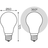 Филаментная лампочка Gauss Filament A60 820LM 2700K (10 Вт, E27) (102202110-D)