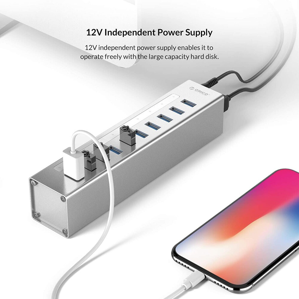 USB-концентратор Orico A3H10-SV Silver - фото 6