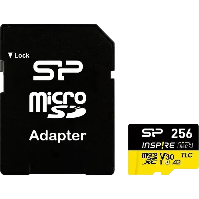 Карта памяти 256Gb MicroSD Silicon Power Inspire + SD адаптер (SP256GBSTXLA2V1NSP)