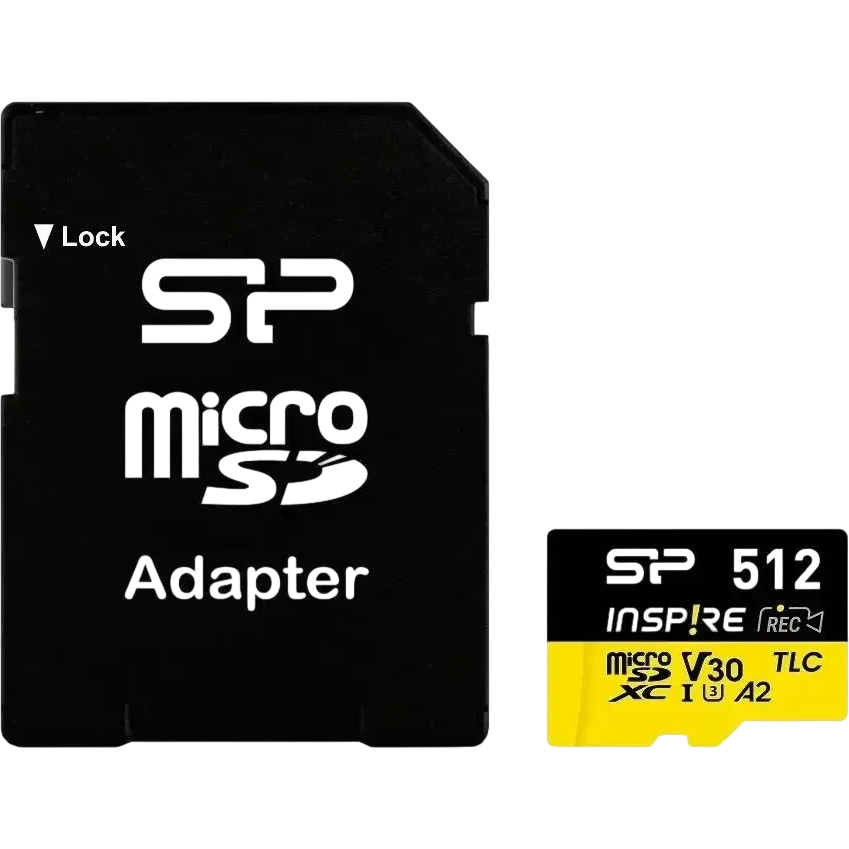 Карта памяти 512Gb MicroSD Silicon Power Inspire + SD адаптер (SP512GBSTXLA2V1NSP)