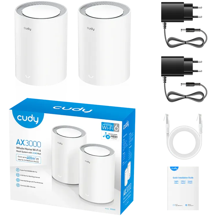 Mesh система Cudy M3000 V2 (2 шт.) White - M3000(2-Pack) V2 - фото 7
