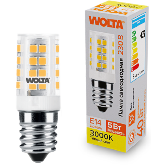 Светодиодная лампочка Wolta WSTD-JCD-5W3KE14-C (5 Вт, E14)