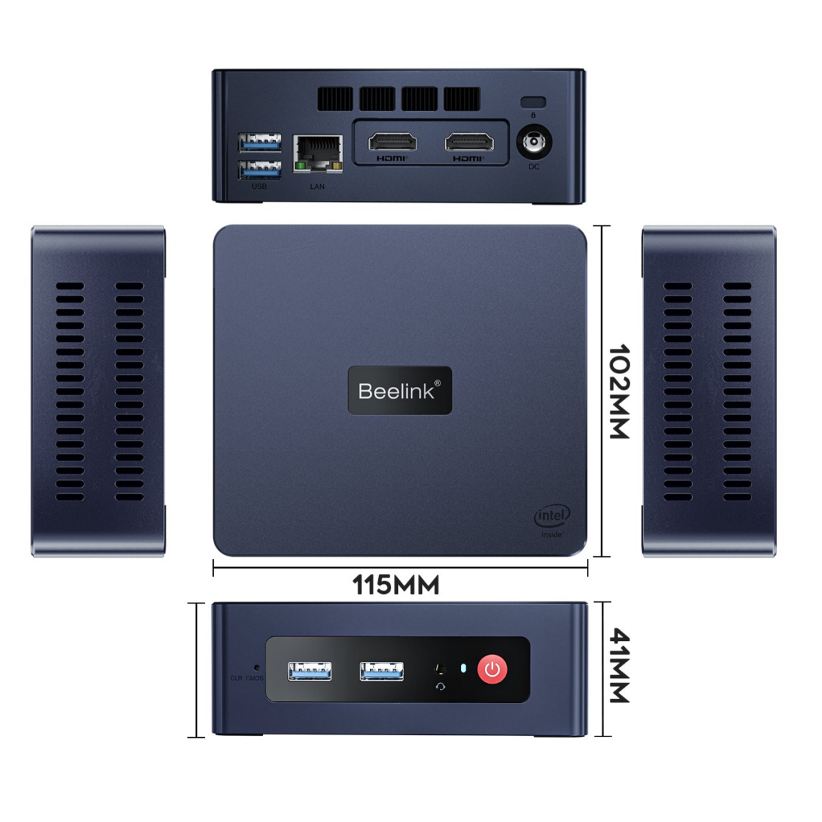 Неттоп Beelink Mini S Navy Blue (N5095/8G/128G/Win11P) - BL/MINI S/N5095/8G/128G/Win11P - фото 6