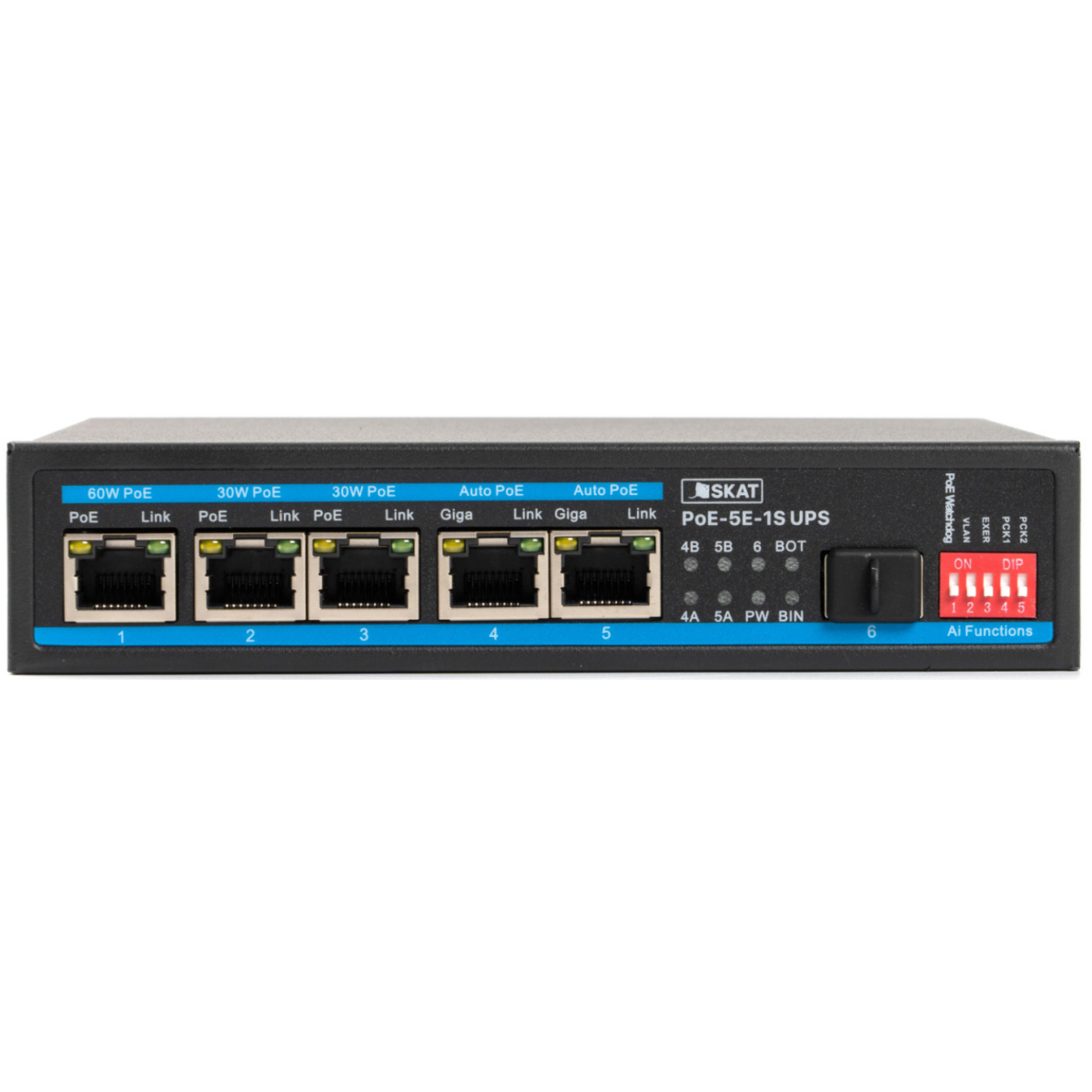 Коммутатор (свитч) Бастион SKAT PoE-UPS-5E-1S