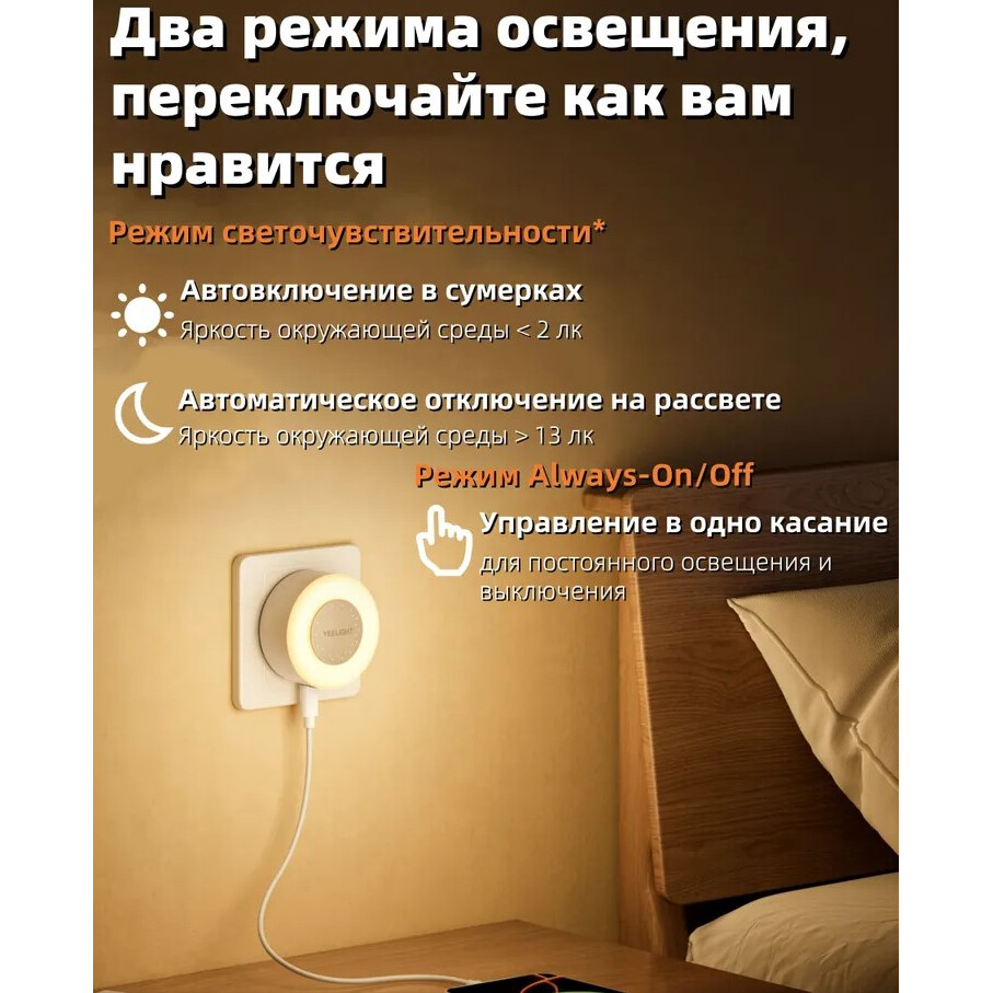Светильник Yeelight J4 Plus Plug in Light Sensor Nightlight - YLYYD-0025 - фото 6