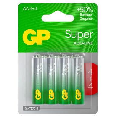Батарейка GP G-Tech Super Alkaline (AA, 8 шт.) (15AA214/4-2CRSBC8)