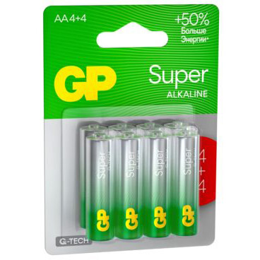 Батарейка GP G-Tech Super Alkaline (AA, 8 шт.) (15AA214/4-2CRSBC8) - 4891199222665 - фото 2
