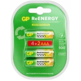 Аккумулятор GP ReEnergy (AAA, 950mAh, 6 шт.) (100AAAHC4/2RGY-2CRCB6) (4891199232459)