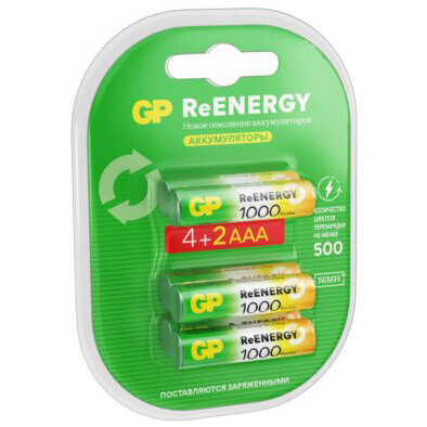 Аккумулятор GP ReEnergy (AAA, 950mAh, 6 шт.) (100AAAHC4/2RGY-2CRCB6) - 4891199232459 - фото 2