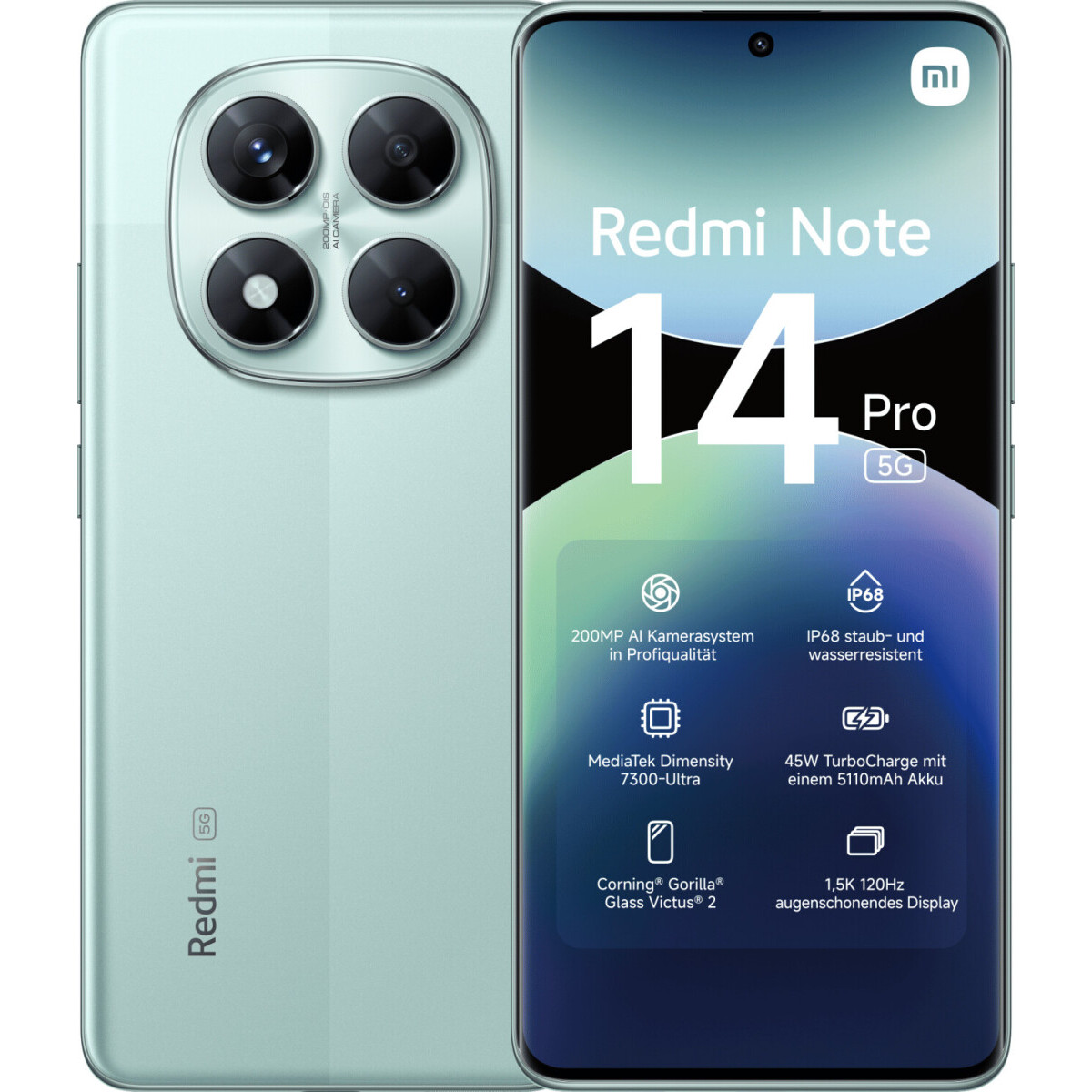 Смартфон Xiaomi Redmi Note 14 Pro 5G 12/512Gb Coral Green - MZB0ILBRU