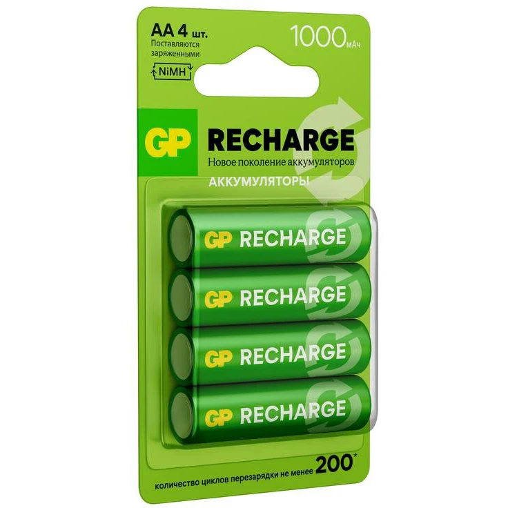 Аккумулятор GP Recharge (AA, 1000mAh, 4 шт.) (100AAHCV-2CRSBC4) - 4891199233289 - фото 2