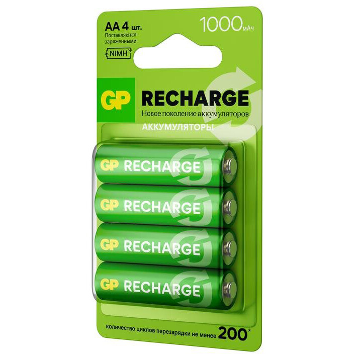 Аккумулятор GP Recharge (AA, 1000mAh, 4 шт.) (100AAHCV-2CRSBC4) - 4891199233289 - фото 3