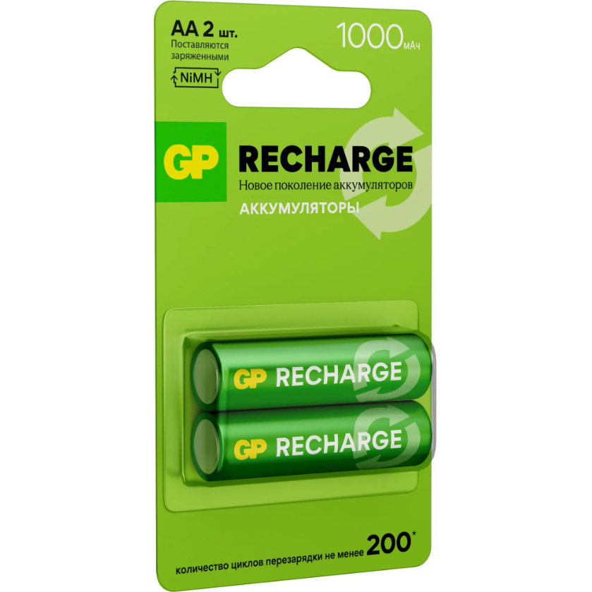 Аккумулятор GP Recharge (AA, 1000mAh, 2 шт.) (100AAHCV-2CRSBC2) - 4891199233272 - фото 2
