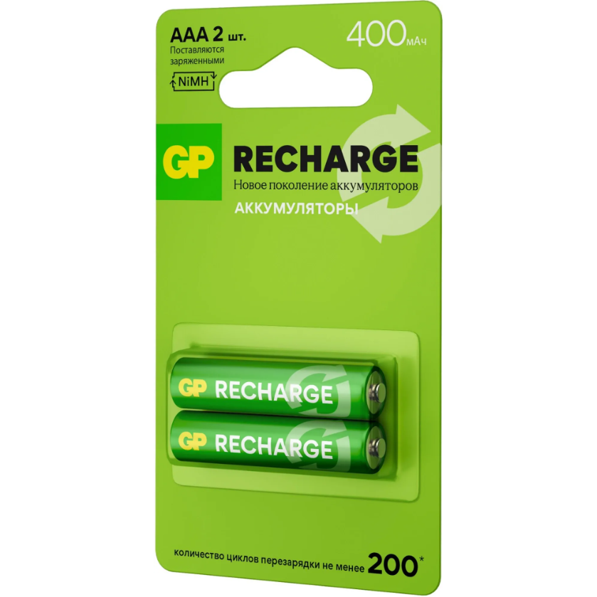Аккумулятор GP Recharge (AAA, 400mAh, 2 шт.) (40AAAHCV-2CRSBC2) - 4891199233296 - фото 3