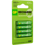 Аккумулятор GP Recharge (AAA, 400mAh, 4 шт.) (40AAAHCV-2CRSBC4) (4891199233302)