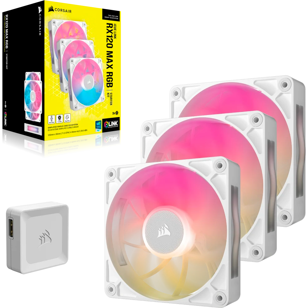 Вентилятор для корпуса Corsair iCUE LINK RX120 MAX RGB White (CO-9051038-WW) - фото 4