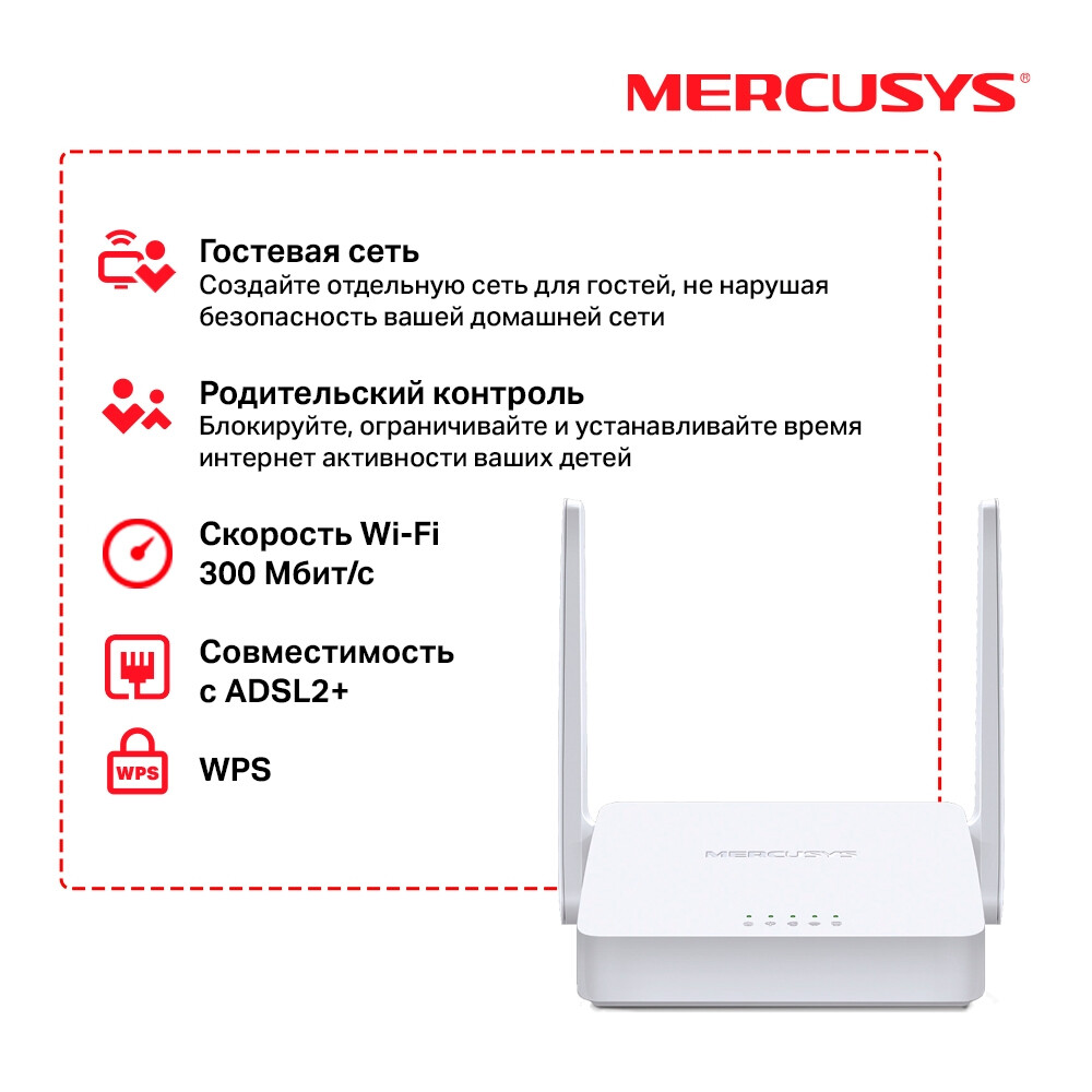 Wi-Fi маршрутизатор (роутер) Mercusys MW300D - фото 3