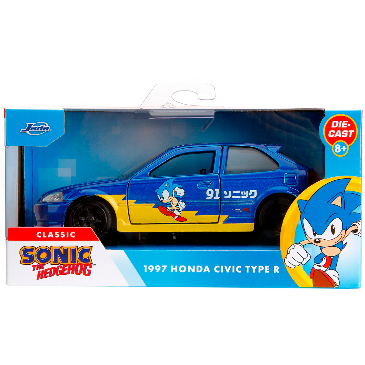 Коллекционная модель Jada Toys Hollywood Rides 1:32 Sonic the Hedgehog 1997 Honda Civic Type-R - 354B2 - фото 6