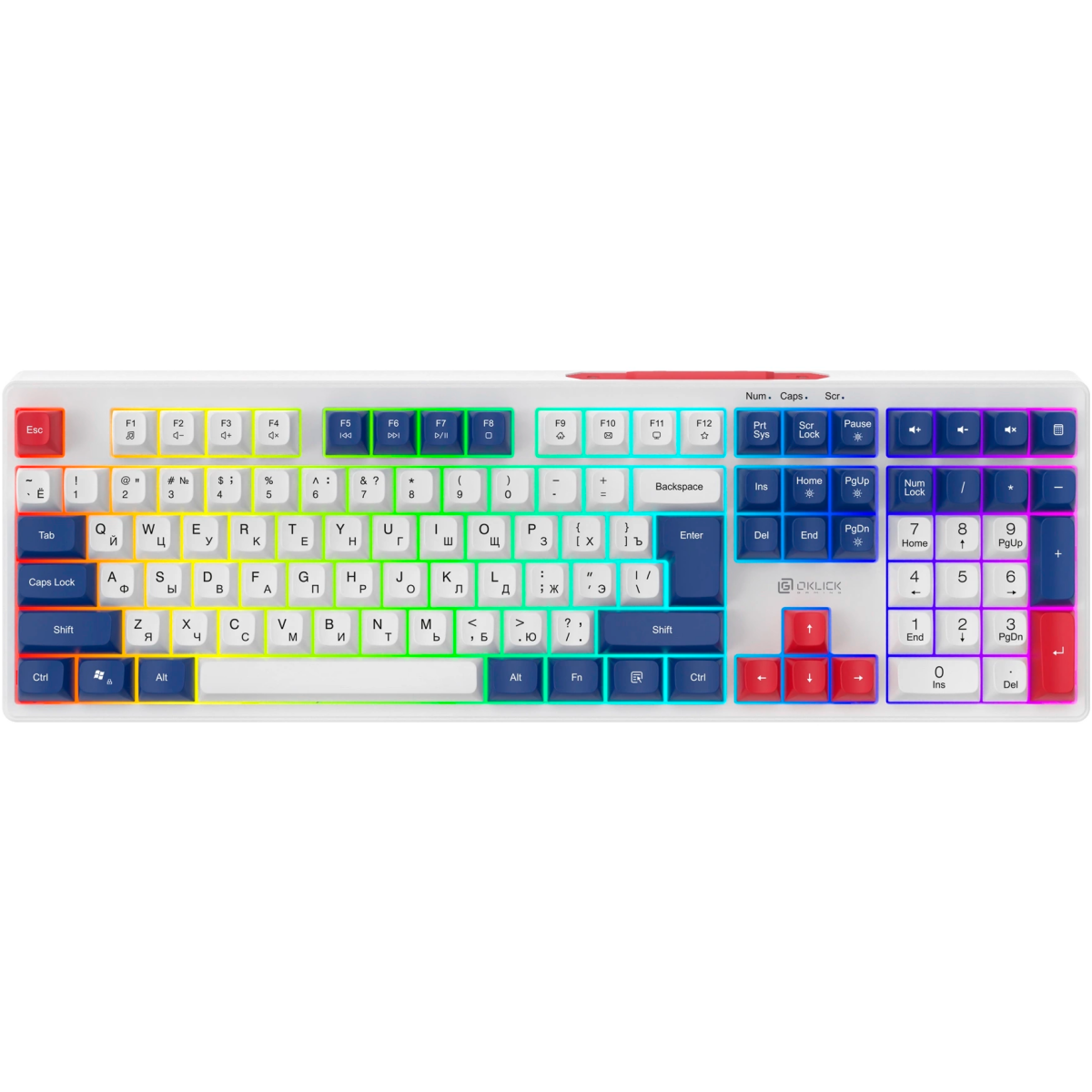 Клавиатура Oklick 725G White/Red