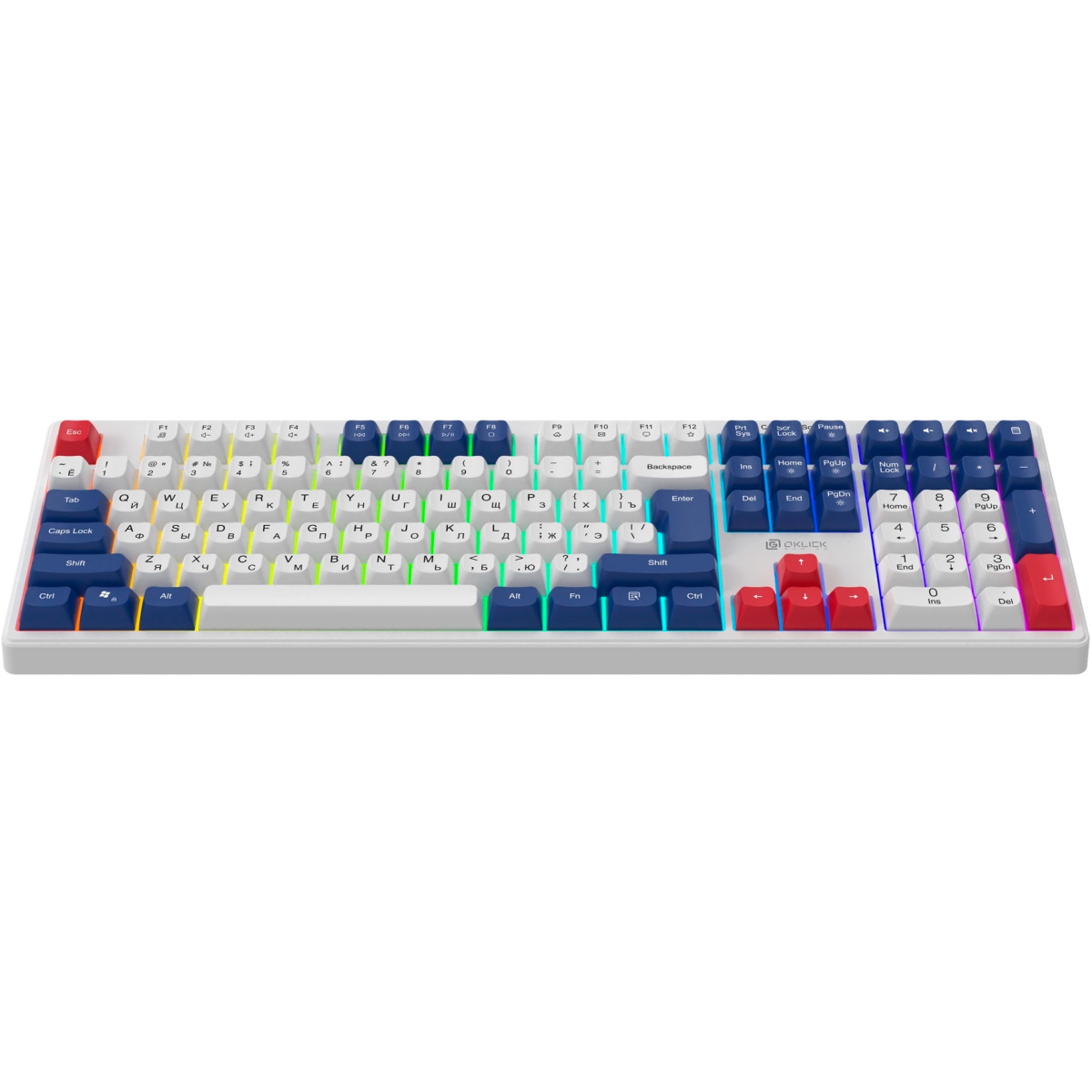 Клавиатура Oklick 725G White/Red - 2070294 - фото 2