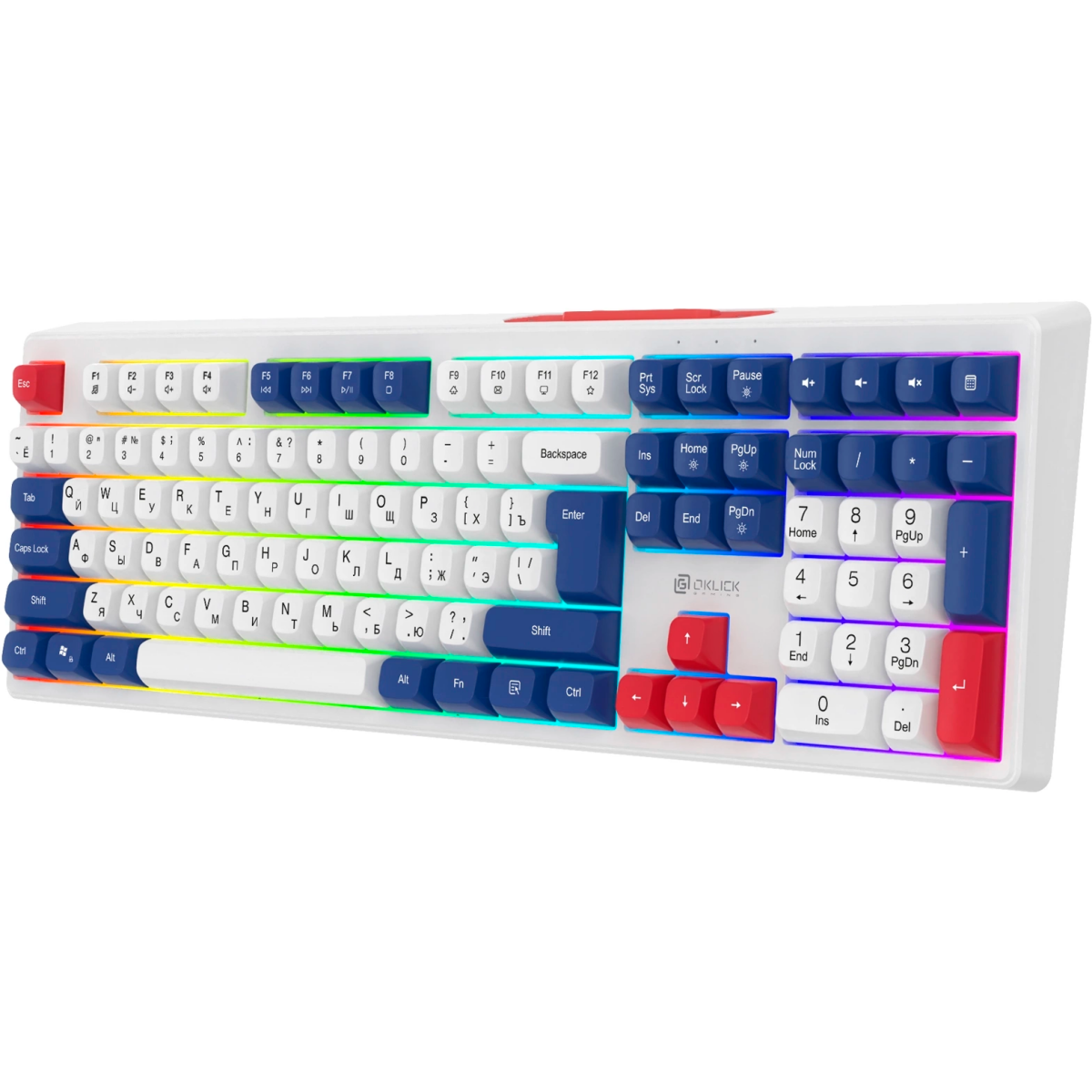 Клавиатура Oklick 725G White/Red - 2070294 - фото 3