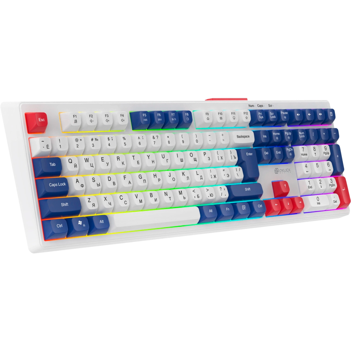Клавиатура Oklick 725G White/Red - 2070294 - фото 4