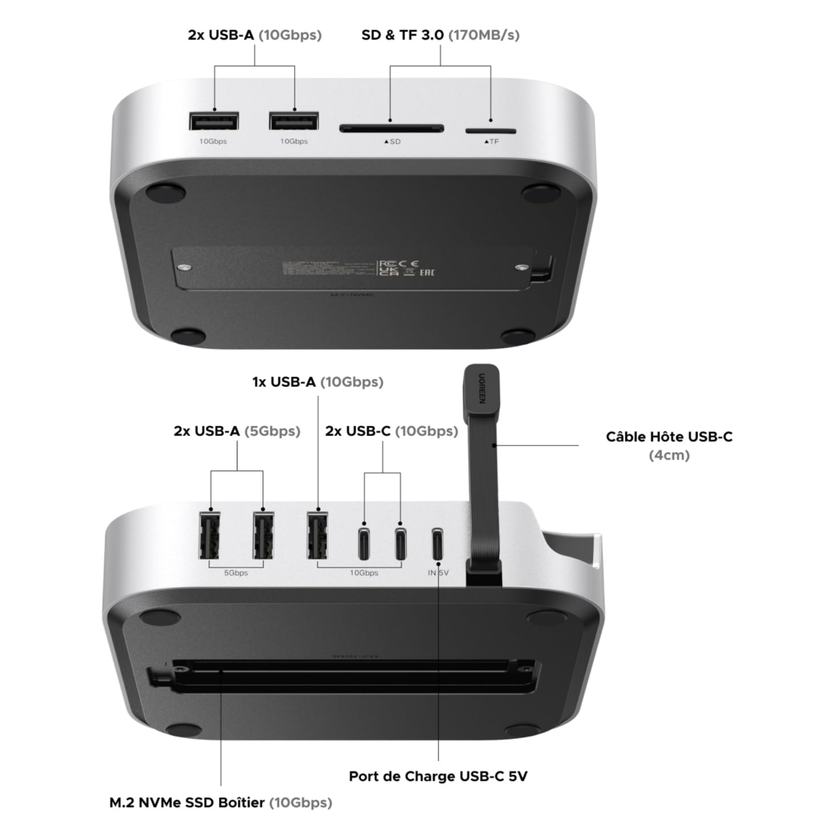 Док-станция UGREEN 11-in-1 Docking Station for Mac with NVMe SSD Enclosure (CM841) - 65487 - фото 3