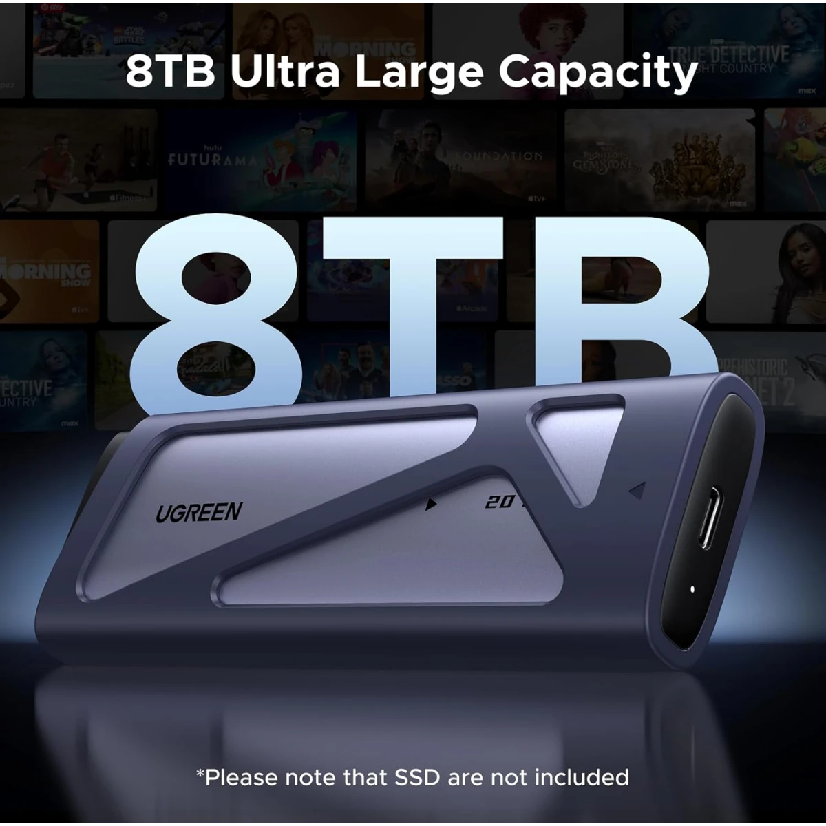 Внешний корпус для SSD M.2 UGREEN NVMe/SATA SSD Enclosure 20Gbps Space Gray (CM767) - 55150 - фото 3