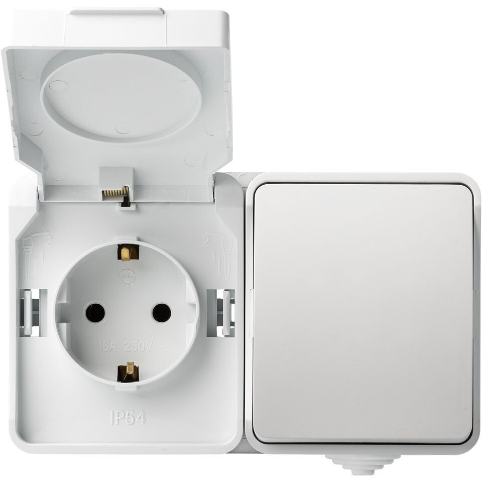 Розетка с выключателем SmartBuy SBE-04g-16-SWS