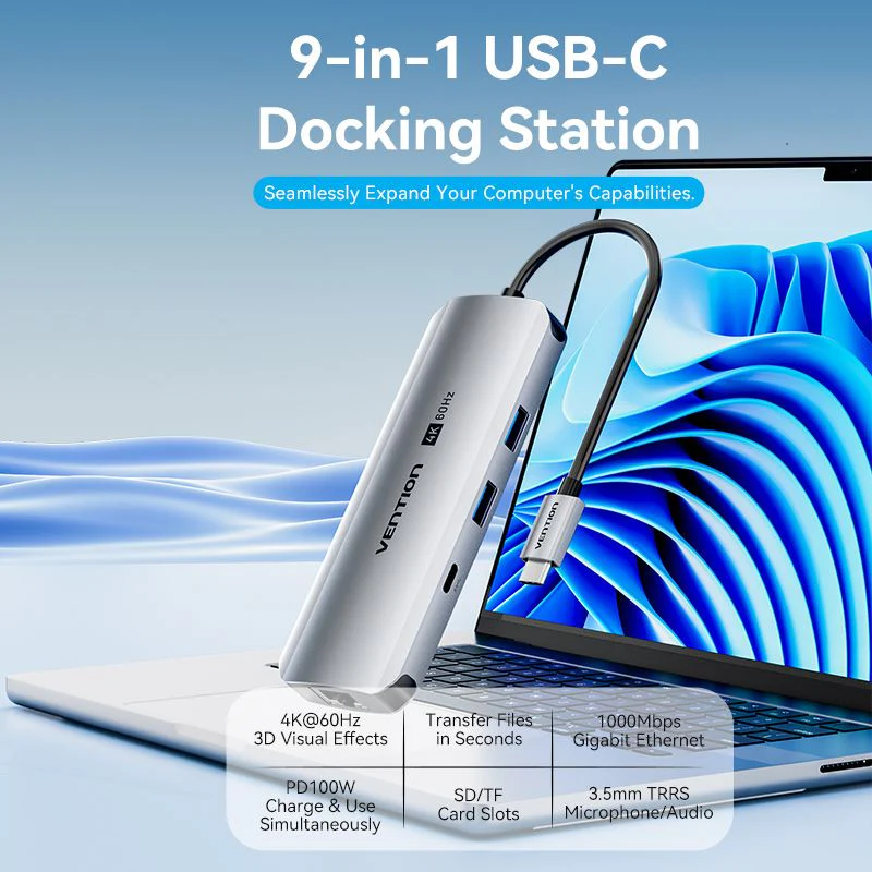 Док-станция Vention 9-in-1 USB-C Docking Station (TQMHB) - фото 7