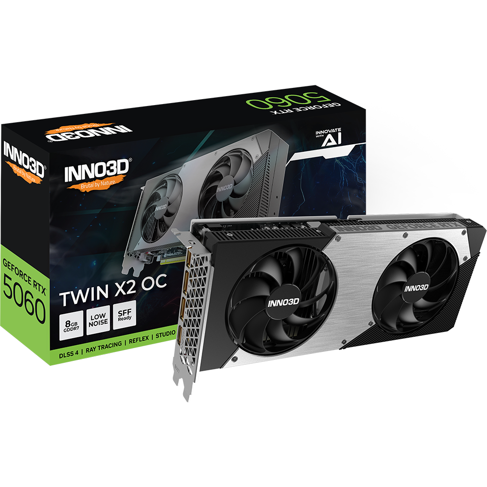 Видеокарта NVIDIA GeForce RTX 5060 INNO3D Twin X2 OC 8Gb (N50602-08D7X-195070N) - фото 3