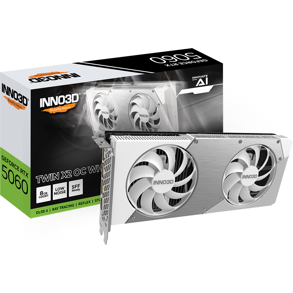 Видеокарта NVIDIA GeForce RTX 5060 INNO3D Twin X2 OC White 8Gb (N50602-08D7X-195070W) - фото 3