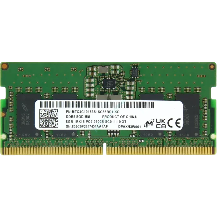 Оперативная память 8Gb DDR5 5600MHz Micron SO-DIMM (MTC4C10163S1SC56BD1)