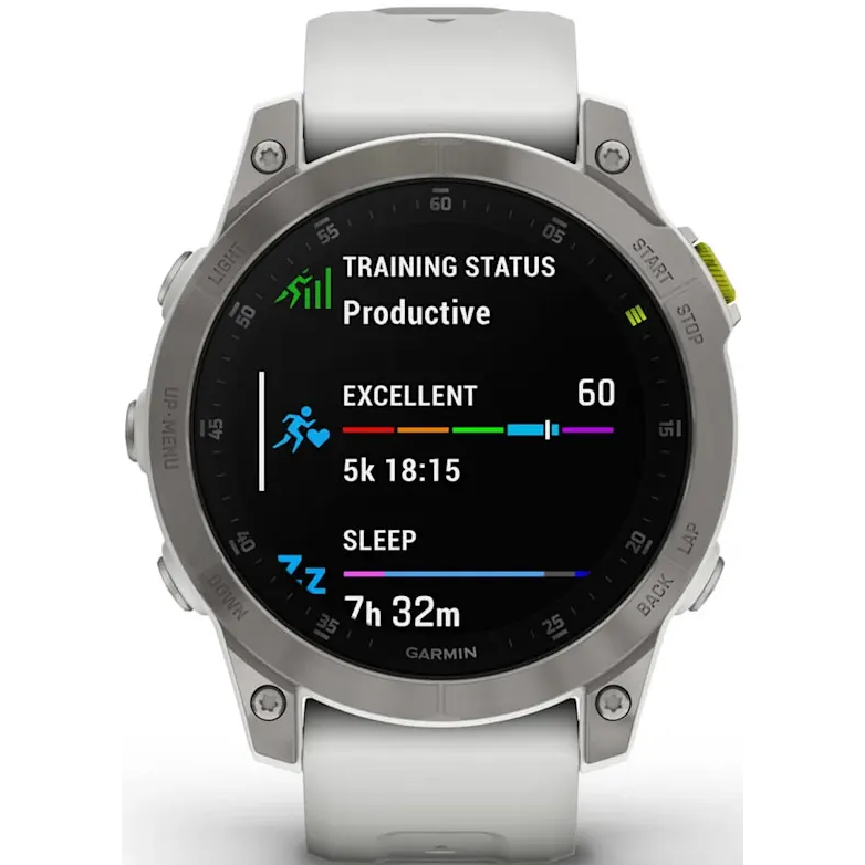 Умные часы Garmin Epix (Gen 2) Sapphire Black Titanium with White Band - 010-02582-21 - фото 2