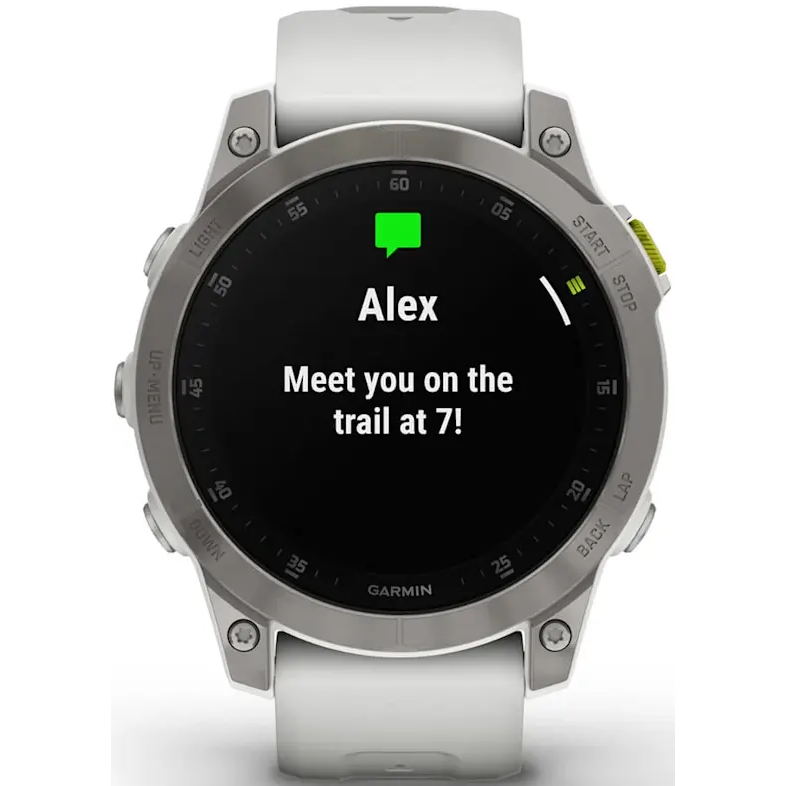 Умные часы Garmin Epix (Gen 2) Sapphire Black Titanium with White Band - 010-02582-21 - фото 4