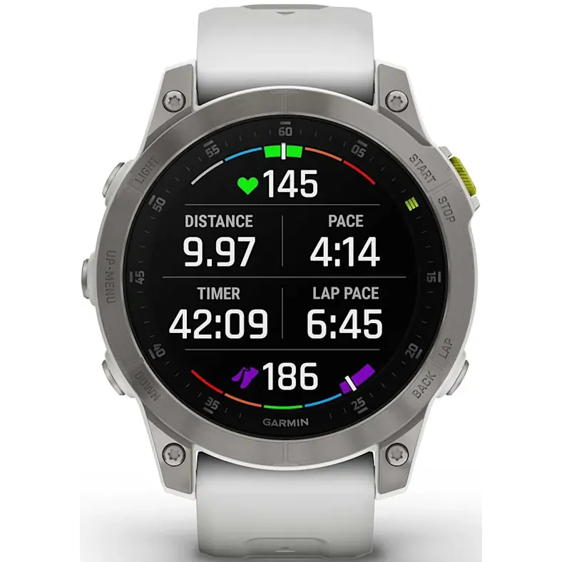 Умные часы Garmin Epix (Gen 2) Sapphire Black Titanium with White Band - 010-02582-21 - фото 6