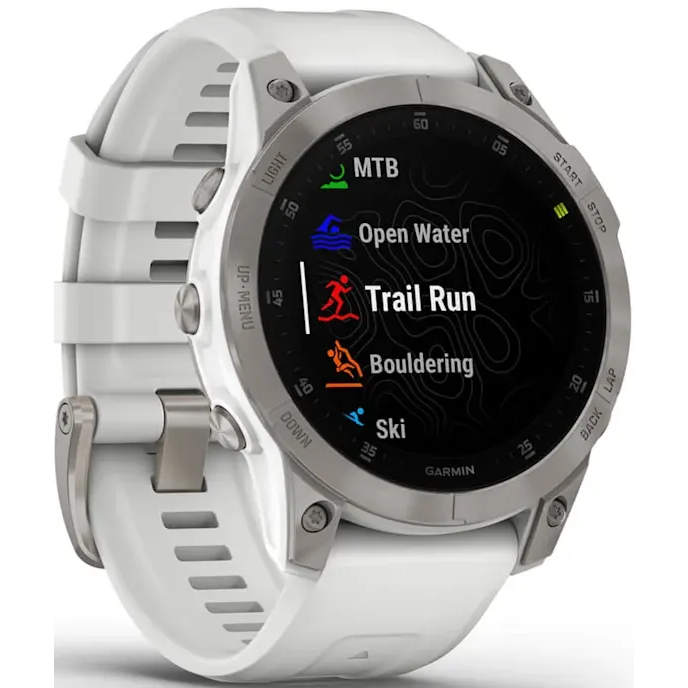 Умные часы Garmin Epix (Gen 2) Sapphire Black Titanium with White Band - 010-02582-21 - фото 3