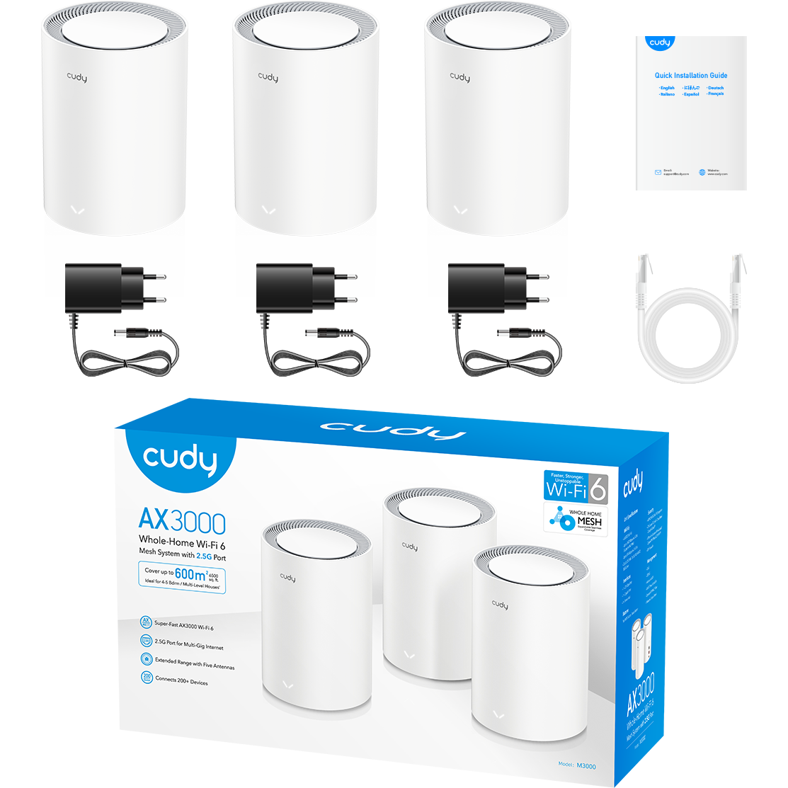 Mesh система Cudy M3000 V2 (3 шт.) White - M3000(3-Pack) V2 - фото 5