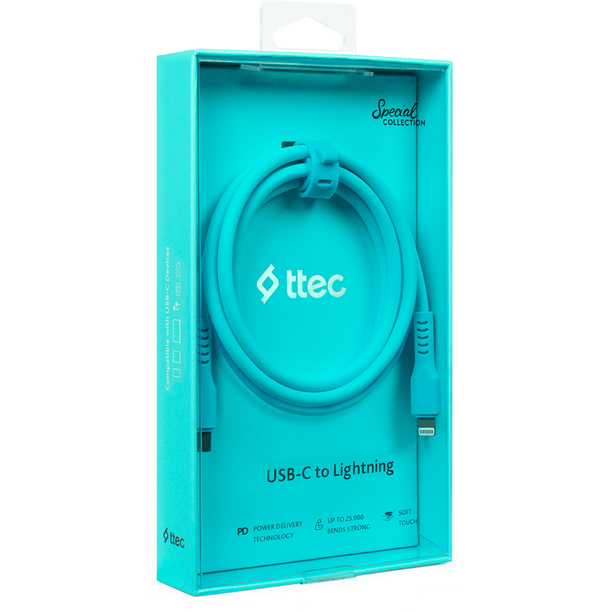 Кабель USB Type-C - Lightning, 1.2м, ttec 2DK60NM Blue - фото 4