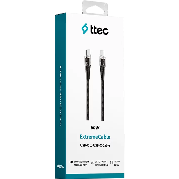 Кабель USB Type-C - USB Type-C, 1.2м, ttec 2DK58S Black - фото 5