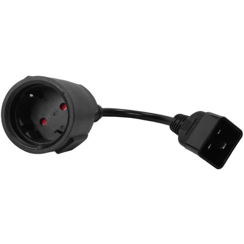 Переходник питания Schuko - C20, 0.2м, Lanmaster LAN-PPS/20-0.2-BK