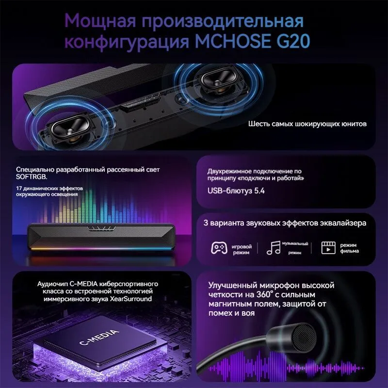 Колонки MCHOSE G20 Pro White - фото 3