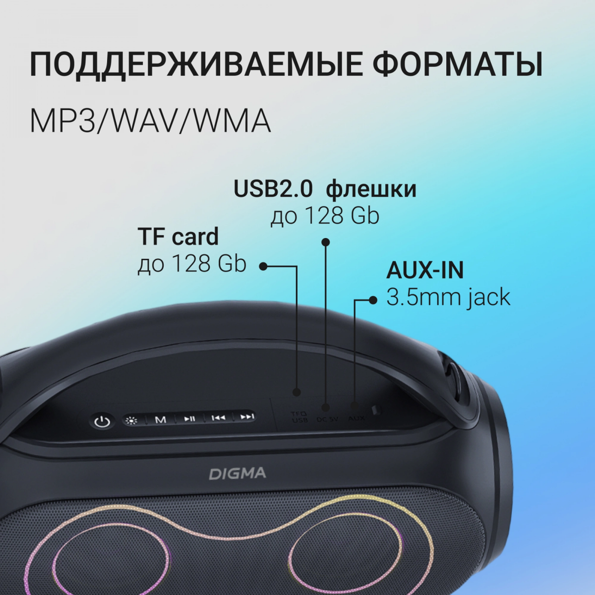 Портативная акустика Digma D-PS1532 Black - PS1532B - фото 4