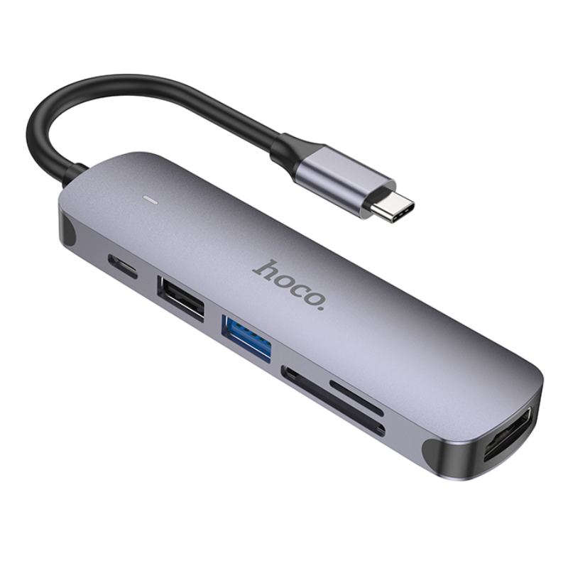 Док-станция HOCO 6-in1 USB-C Multifunction Adapter (HB28)