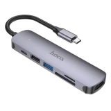 Док-станция HOCO 6-in1 USB-C Multifunction Adapter (HB28) (6931474769336)