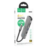 Док-станция HOCO 6-in1 USB-C Multifunction Adapter (HB28) (6931474769336)