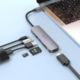 Док-станция HOCO 6-in1 USB-C Multifunction Adapter (HB28) (6931474769336)