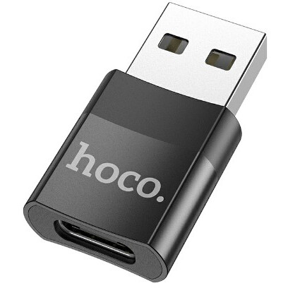 Переходник USB A (M) - USB Type-C (F), HOCO UA17 Black